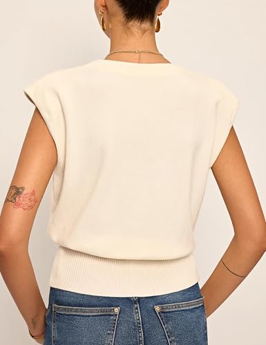 Sweater Vest for Women Cap Sleeve Fall Tops Button Down V Neck Knit Tops Casual Dressy3