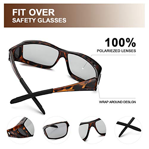 LVIOE Fit Over Photochromic Polarized Sunglasses for Outdoor Activities Wear Over Rx/Prescription Glasses UV400 Protection