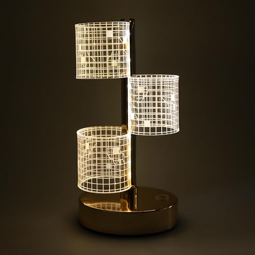 Image of Lexton 8 Inch Acrylic Column Touch Sensor LED Table Lamp with 3 Light Modes | Rechargeable Decorative Lamp for Bedroom, Living Room, Office & Home Decor