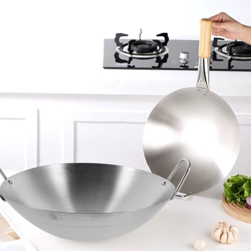 Wok de acero inoxidable con doble mango y antiadherente miniatura 6