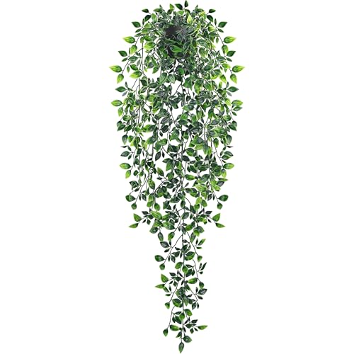 Der Rose 34'' Fake Hanging Plants Artificial Potted Mandala Vine Plants Indoor and Outdoor for Office Home Living Room Bathroom Wall Shelf Decor (1Pack) 1 34‘’-Fake Mandala