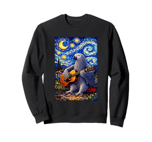 African Parrot Playing Guitar Whimsical Art Music Camping �g���[�i�[