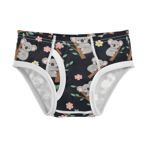 CHIFIGNO Cute Cartoon Koala Black Boy Underwear Cotton Boys Briefs Breathable Printed Underwear Briefs