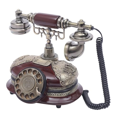 Teléfono vintage con disco rotatorio y cable