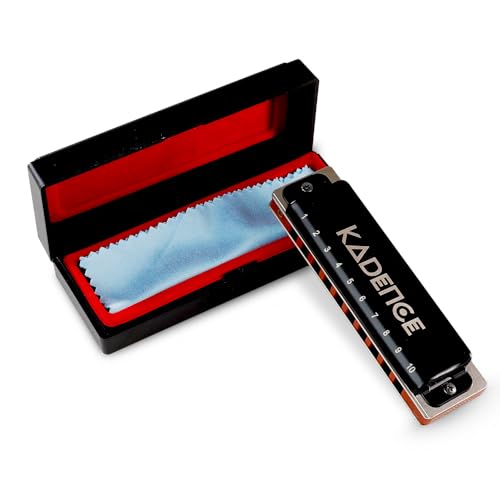 Image of Kadence PB10 Jamming Series 10-Hole Diatonic Harmonica (Mouth Organ) | C Major | ABS Comb with Brass Reed Plates & Stainless Steel Coverplates | Includes Hard Case & Learning Course | Black