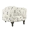 HomePop Home Decor | Upholstered Curved Pet Bed | Luxury Cat & Dog Beds & Furniture | Round Pet Bed Created with Stain Resistant Fabric, Cream and Gray, Medum