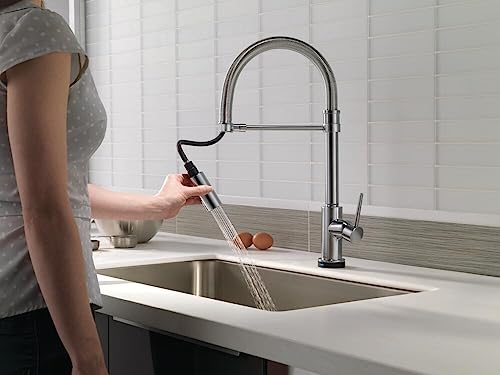 Image of Delta Faucet Trinsic Pro Single-Handle Spring Spout Touch Kitchen Sink Faucet with Pull Down Sprayer, Touch2O Technology and Magnetic Docking Spray Head, Arctic Stainless 9659T-AR-DST
