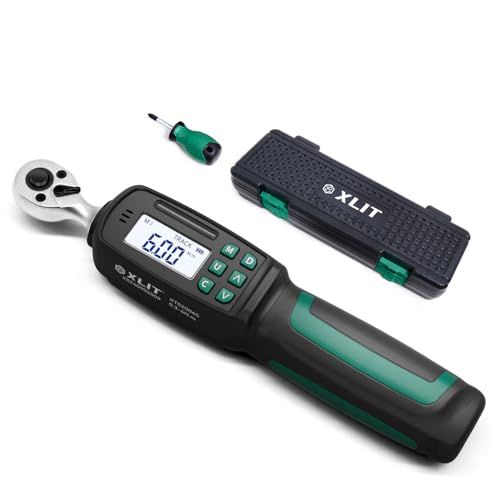 XLIT Chave de torque digital de 1/10.2 cm, ± 2% de precisão (0,1 a 1,2 m), campainha e indicador de