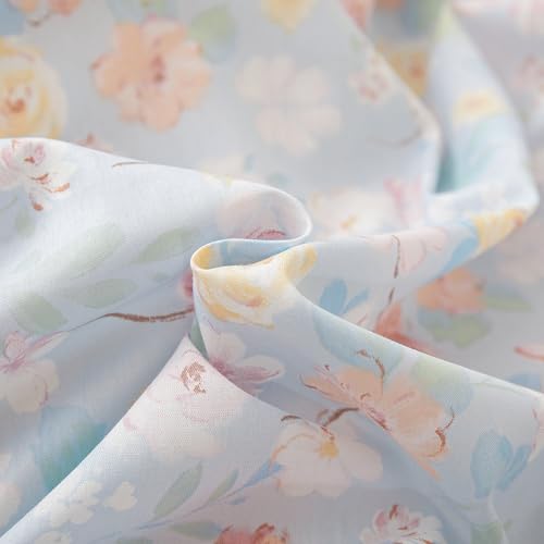Image of LifeTB Vintage Blue Floral Full Size Comforter Set Cottagecore Bedding Set | Aesthetic Floral Botanical Flowers Comforter for All Season Soft Lightweight Bedding Comforter with 2 Pillowcases