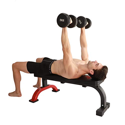 YESJOY Flat Weight Bench- 600 lbs Capacity Home Gym Workout Bench for Weight Training and Abs Exercises (Extra Thick Back Cushion pad)