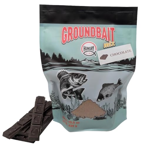 HungryFish Groundbait Fishing Chum Mix – Natural Fishing Bait for Carp, Catfish, Bluegill & Crappie – Strong Scent Trail, Fast Attraction, Safe for Lakes, Ponds & Rivers (Chocolate) 15.5oz