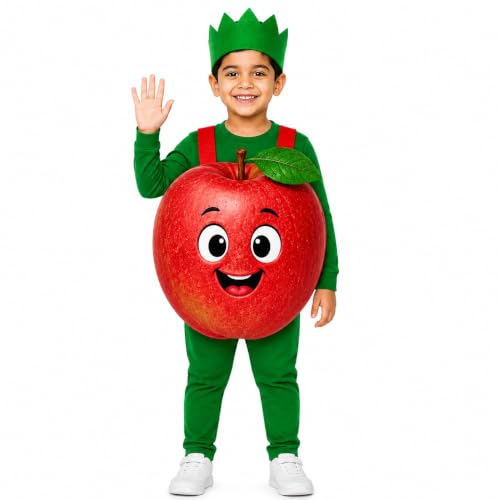 Image of Raj Costume Kids Mango Fruit Costume Apron with Cap for Boys & Girls | Cute Yellow Cutout Fancy Dress | Soft Felt Fabric | Role Play Outfit