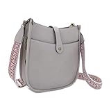 JESSIE & JAMES | Chelsea Concealed Carry Crossbody bag, Lock and Key HoboPurse with Wide Webbing Shoulder Strap - Stone