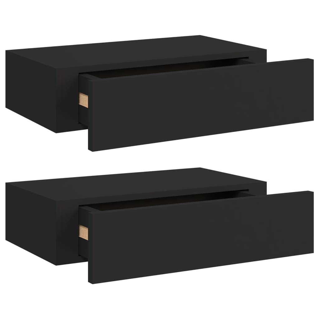 Scaffalatura da parete, colore nero, per cassetti, soggiorno, da parete, galleggiante, 40 x 23,5 x 10 cm, 2 pezzi