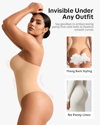 Image of Shapewear Bodysuit Tummy Control Strapless Bra Shapewear for Women Strapless Faja Body Shaper Thong Light Shapewear