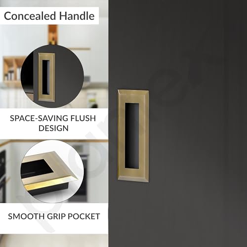 Image of Plantex Sliding Door Handle /Concealed Handle for Sliding Door /96mm Concealed Handle for Wardrobe /Kitchen Cabinet - Pack of 4 (Brass Antique)