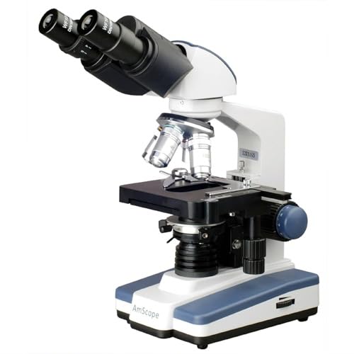 AmScope B120 Siedentopf Binocular Compound Microscope, 40X-1000X Magnification, Brightfield, LED Illumination, Abbe Condenser, Double-Layer Mechanical Stage