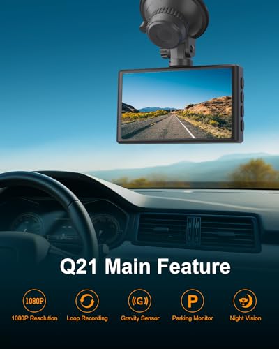 WeBeqer Dashcam Avant,1080P FHD Camera Embarquée Voiture,3" IPS Écran Camera Voiture Con 176° Wide Angle,G-Capteur,Vision Nocturne,WDR,Mode Parking,Détection De Mouvement and Enregistrement en Boucle