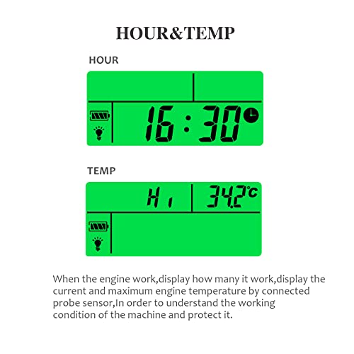 Nine-Rong Digital Multifunction Meter Tach Hour Meter Clock Temperature Rpm Maintenance Replaceable Battery With Backlight For Small Engine Lawn Tractor Motor Lawn Mower Atv Generator Snowmobile #TOP2