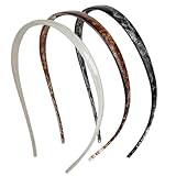 KOVOLITU 3 Pack Headbands Designed for Eyewear,Flex No Pressure Headbands for Women Leopard Pattern Comfortable Plastic Headbands with Teeth(Black,White,Brown)