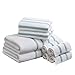 Comfort Spaces Cotton 8 Piece Bath Towel Set Striped Ultra Soft Hotel Quality Quick Dry Absorbent Bathroom Shower Hand Face Washcloths, Multi-Sizes, Zero Twist Aqua 8 Piece immagine