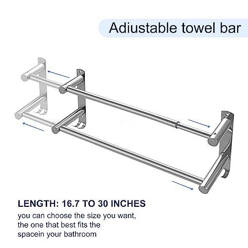 Zmnklry TOWEL RACK S For Bathroom, 17-30In Adjustable Towel Bar，Stainless Steel Towel Rack thumb #1