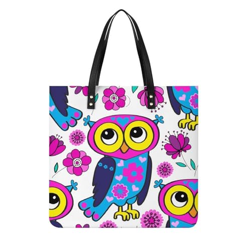 Tote bag femme hibou fleurs 39x39cm au design artistique et finitions soignées