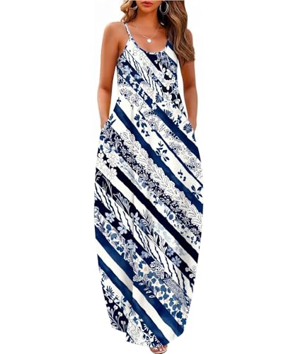 Image of Wolddress Womens Maxi Dress with Pockets 2026 Casual Strap Plus Size Loose Plain Long Office Summer Beach Travel Dresses S-5X