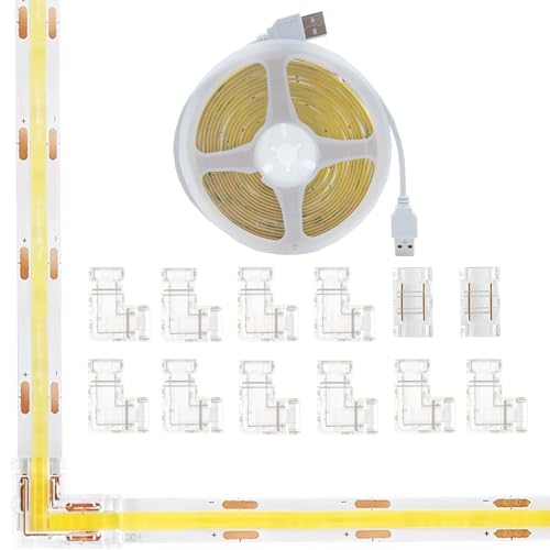 Tira LED USB 5V COB 2 piezas con conector sin soldadura 6ft luz blanca miniatura 1
