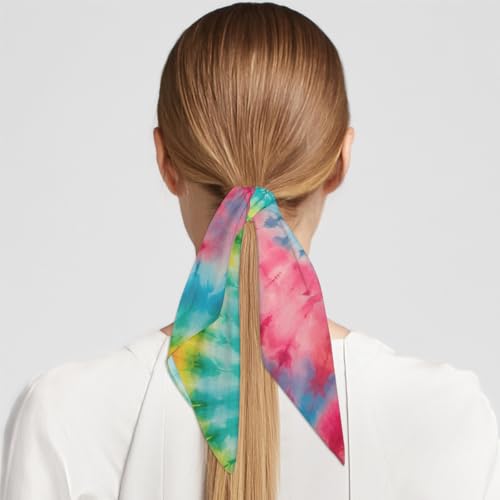 Rainbow Tie Dye Swirl Silk Scarf for Women Girls Hair Head Silk Scarf Square Purse Satin Scarves Bandana Wraps4