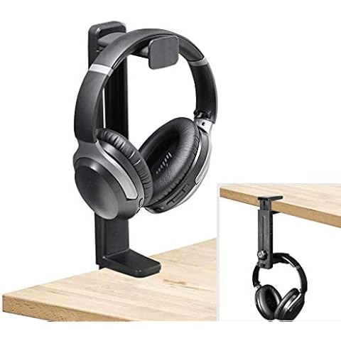 Neetto HS906 Kopfhörer Ständer Halterung & Aufhänger 2 in 1, Ober und Unterhalb des Tisch Gaming Headset Stand Halter Haken mit Höhenverstellbarer und Drehbarer Klemme, Kopfhörerhalter mit Kabelklemme Cover
