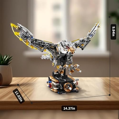 Image of SKY LINE OCEAN Mechanical Eagle Building Block Set|| 3D Poseable Model ||with Articulated Wings, Talons, ||led Lights ||6 Months Structural Warranty(1168+pcs)