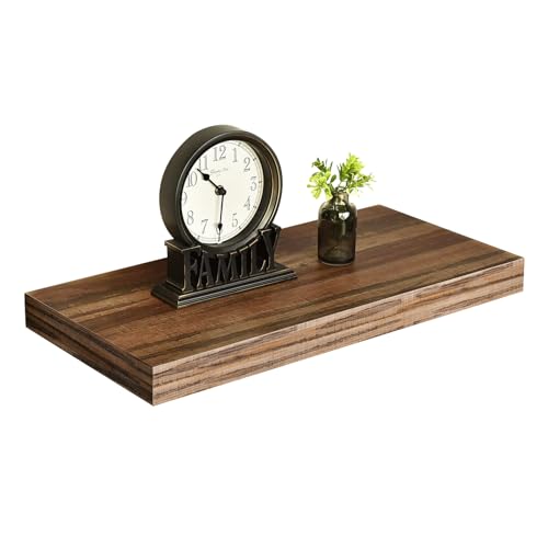 Image of WELLAND 24 inch Extra Deep Rustic Floating Shelf for Wall, 12 Inch Wide Wall Mounted Wooden Bookshelf, Heavy Duty Display Shelving for Bathroom, Living Room, Bedroom, Kitchen, 24 x 12 x 2 Inch