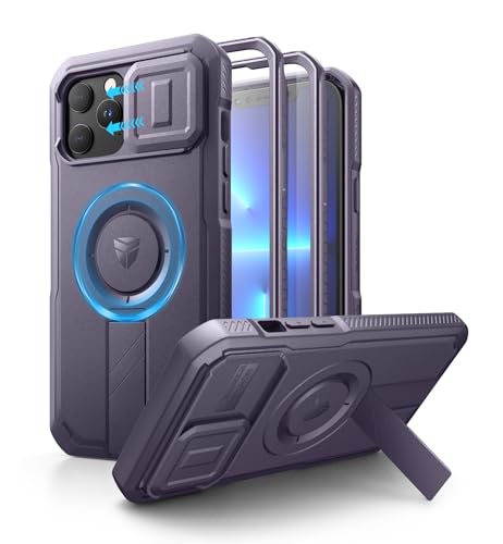 Dexnor iPhone 12 Pro Max��13 Pro Max�p �}�O�l�b�g�P�[�X - �X���C�h���J�����J�o�[�������\�L�b�N�X�^���h��������ʕی�t�B�����t�� �ϏՌ� �w�r�[�f���[�e�B �P�[�X(�p�[�v��)