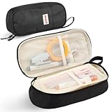Zzrywuty Pen Case with Zipper Pencil Pouch for Office Travel Portable Large Pencil Case Pouch for Teen Girls & Boys,Black