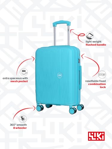 Image of Wiki Zine 8 Wheel Hardside Polycarbonate Trolley,Medium,Aqua Teal