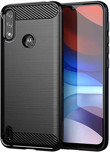 Image of NPRC Hybrid Ultra Slim Protective Case TPU Non-Slip Carbon Fiber Texture Shockproof Case Cover for Moto E7 Power - Black