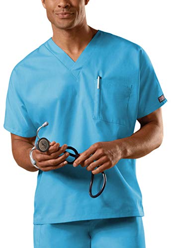 Image of Cherokee Scrubs for Women and Men Unisex V-Neck Tunic Nursing Scrub Top with Chest Pocket, Tuckable Durable Fabric - 4777 | 1 Chest Pocket For Essentials, Traditional Fit, Durable Construction, Comfortable Knit Details, Easy Care, Tuckable Style