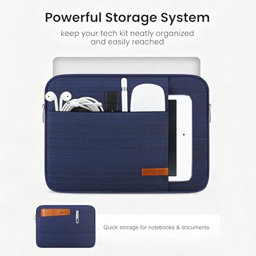 Image of Lacdo 14 Inch Laptop Sleeve Computer Case Portable Bag for Dell Inspiron 14 5481 / HP Stream 14 inch / Acer Spin 3 / ASUS L402YA / HP Acer Chromebook 14, S330 / Flex 14 Notebook, Water-Resistant, Blue