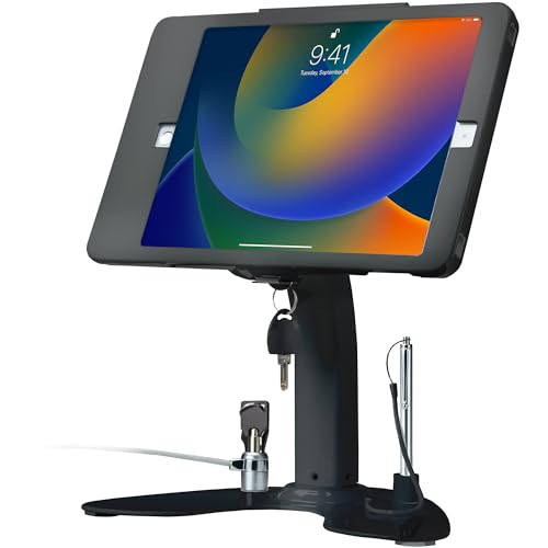 Image of CTA Digital Dual Kiosk Stand - CTA Dual Security Kiosk Stand with Locking Case, Cable, and 360-Degree Rotating Base - Compatible with iPad 7th / 8th / 9th Gen 10.2-inch, iPad Air 4, (PAD-ASKB10) - Black