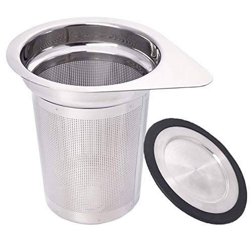 Loose Leaf Tea Infuser, Tea Filter, 304 Stainless Steel Infuser Basket, Fine Mesh Tea Strainer For Loose Tea & Heat Resist Silicone Ring, Handle, Tea Infuser With Lid Fits Most Tea Pots, Mugs, Cups #TOP1