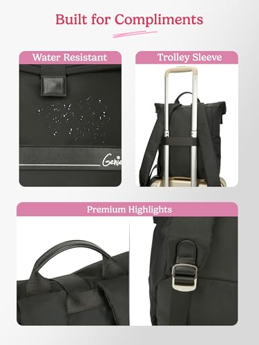 Image of Genie Rogue Laptop Backpack for Girls (27L) | Spacious Office, College & Travel Laptop Backpack | Padded Laptop Sleeve | Black