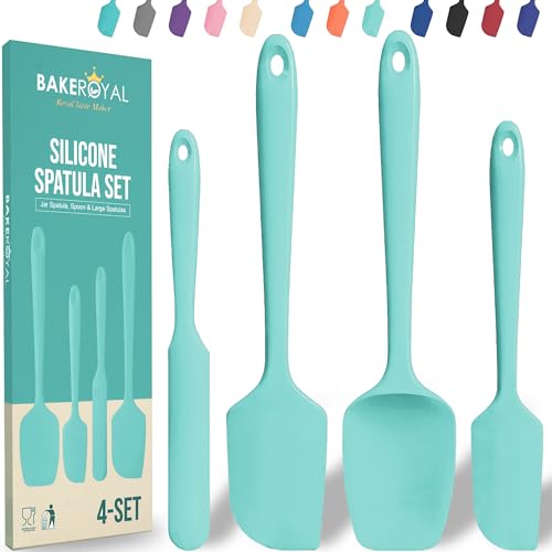 BakeRoyal Silicone Spatula Set - 4-Piece Rubber Spatulas Silicone Heat Resistant 600°F for Everyday Task - Seamless Design Kitchen Spatulas for Nonstick Cookware - Silicone Kitchen Utensils Sets BakeRoyal Silicone Spatula Set - 4-Piece Rubber Spatulas Silicone Heat Resistant 600°F for Everyday Task - Seamless Design Kitchen Spatulas for Nonstick Cookware - Silicone Kitchen Utensils Sets