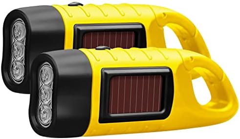 TISHOW Rechargeable LED Flashlight, 2 Pcs Hand Crank Flashlight Waterproof LED Emergency Flashlight Portable Camping Lamps for Cycling, Riding with Snap Hook