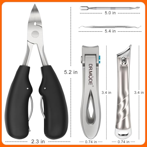 Profi Nagelknipser Fußnägel, DRMODE Zehen Nagelknipser Groß für Senioren Dicke Nägel mit Breiter Öffnung, Scharfer Nagelzwicker Nail clipper Langer Griff mit Schräg Gebogener Klinge