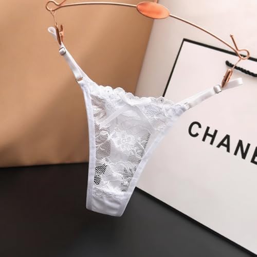 [LIKENNY] レースショーツ Tバック 紐パン 極小 セクシー レディース 可愛い 快適 通気 下着 美尻パンティー (ホワイト) - 画像3