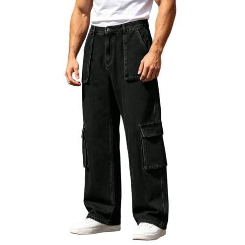 Jean Cargo Homme Large Pantalon Ample en Denim pour Éviter les Coupes Serrées
