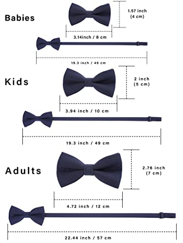 WELROG Klassische gebundene Fliege Kids & Men’Formal Solid Tuxedo Gabardine Einstellbare Fliege Krawatte für Erwachsene & Kinder für Hochzeitsfeier Ausgefallene Plain Bowties (Navy blau)