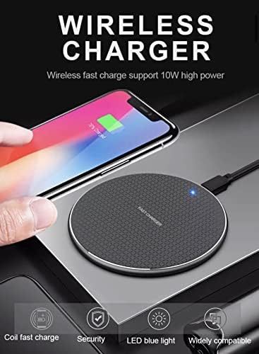 Qi Wireless Charger Fast Wireless Phone Charging Pad for 10W Max for smartphone Compatible with iPhone 13/12/12 Pro/11/11 Pro Max/XS Max/XR/XS/X/8/SE, Galaxy S20/S10/S9/S8, Huawei, Xiaomi (No Adapter)