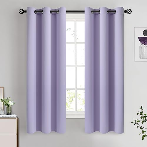 Image of COSVIYA Grommet Room Darkening Lilac Curtains 63 inch Length for Bedroom | Light Blocking Insulated Thermal Curtains for Living Room, Blackout Thick Polyester Window Drapes,38x63 inches, 2 Panels